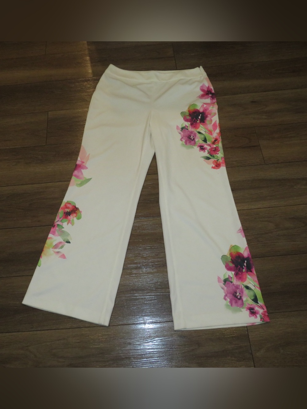 INC International Concepts Cream Wide-Leg Floral Print Pants